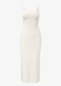 White knit dress on a white background