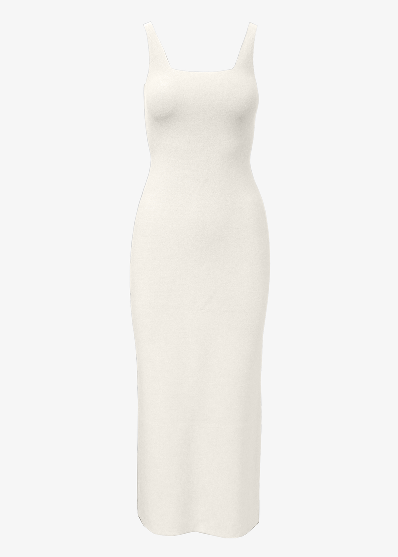 White knit dress on a white background