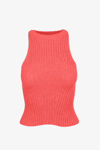 Coral ribbed tank top on a white background