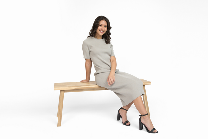 Goddess Short Sleeve Dress in cement, front view